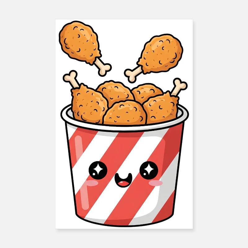 Kawaii-Brathähnchen-Eimer Poster 20x30 cm