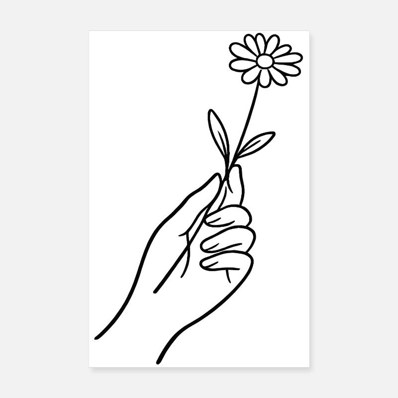 Ligne de main avec fleur Poster 20 x 30 cm
