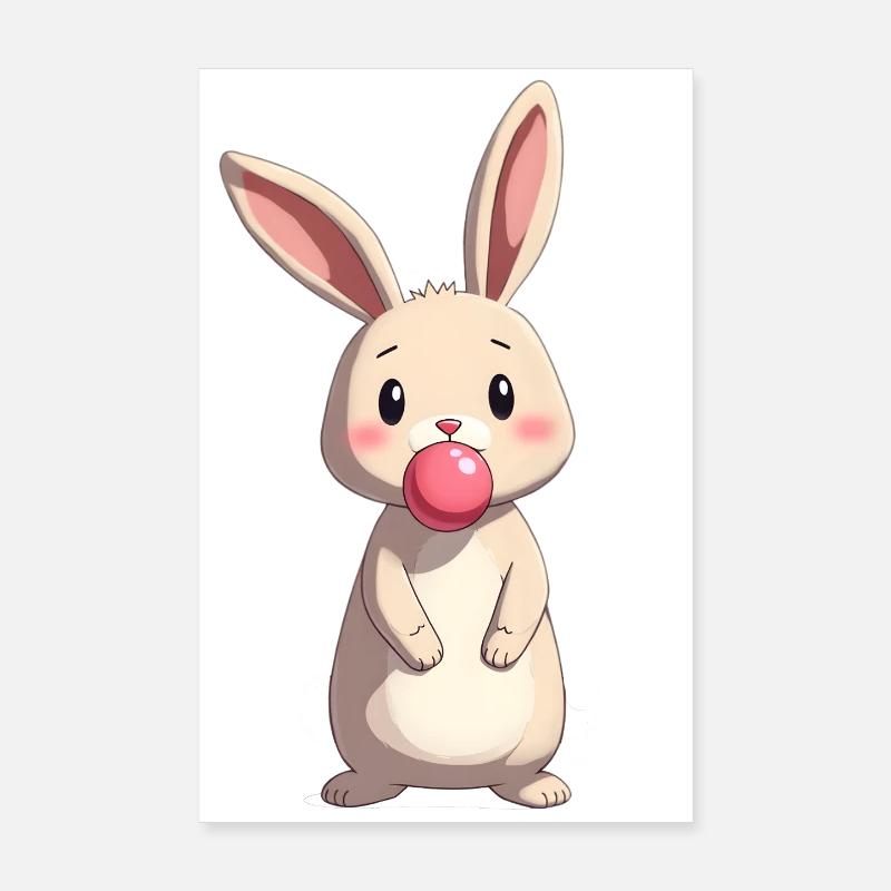 Rabbit with Chewing Gum Poster 8" x 12" (20x30 cm)