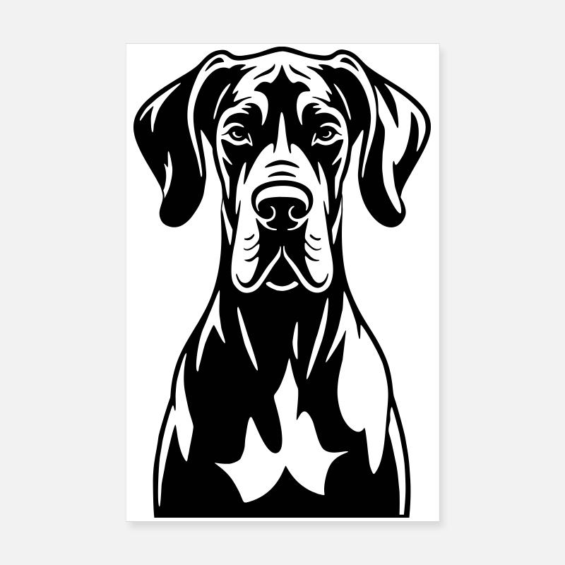 Dogge Frontal  - Poster 20x30 cm - Weiß