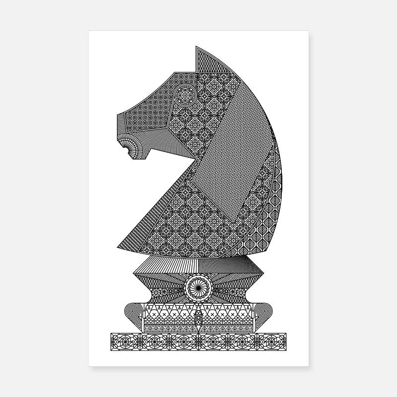 Knight Chess Piece: Detailed Vector Art Poster 8" x 12" (20x30 cm)