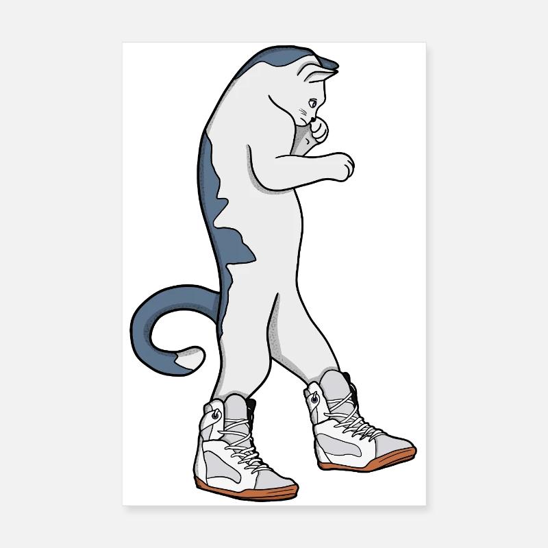 Chat boxeur urbain en chasseur de baskets Poster 20 x 30 cm