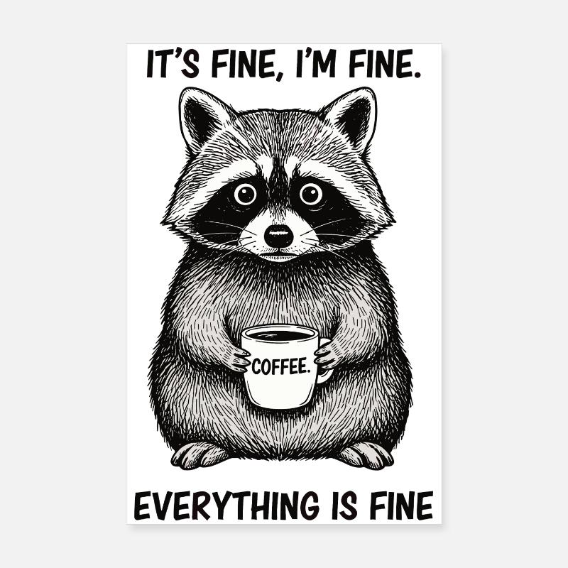 C’est bien dans l’humour de raton laveur au café Poster 20 x 30 cm