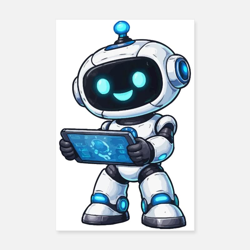 Small robot with tablet Poster 8" x 12" (20x30 cm)