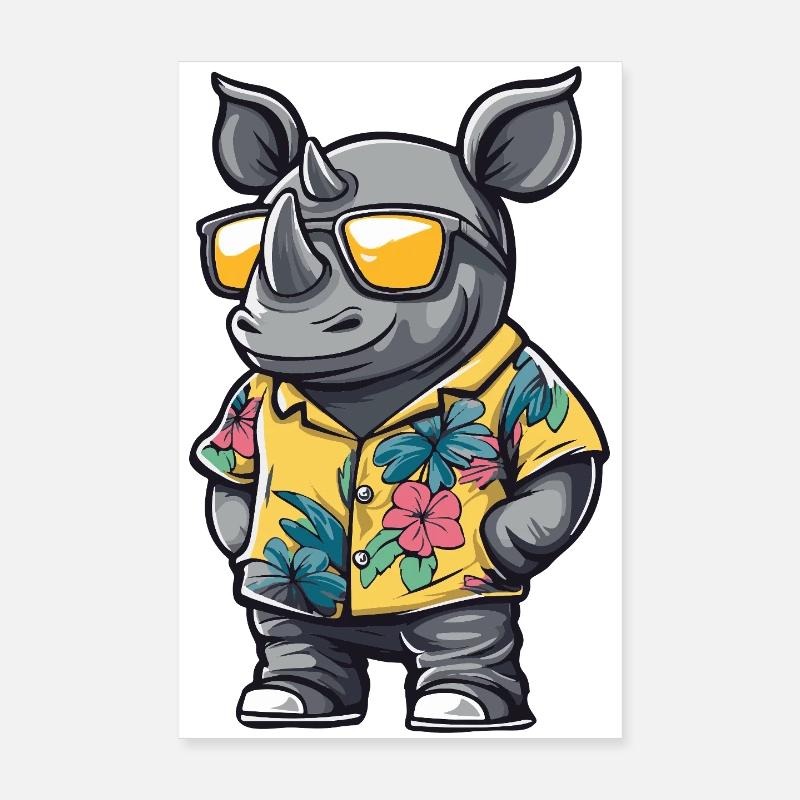 Rhino Comic Vacation Poster 8" x 12" (20x30 cm)