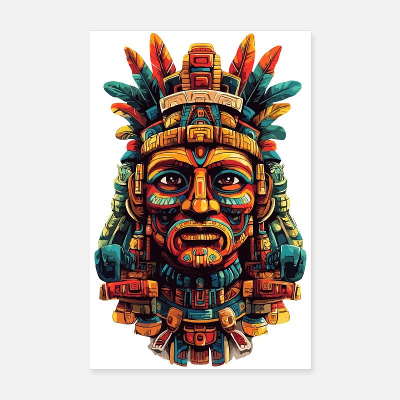 Masque de plume aztèque Poster 20 x 30 cm