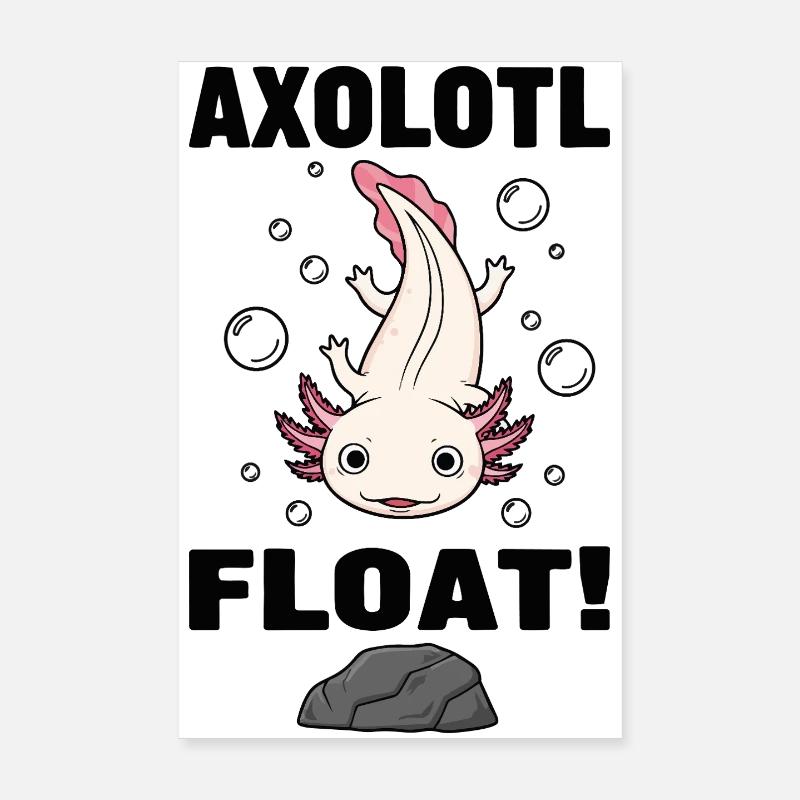 Axolotl Float Pink Salamander Aquarium Poster 8" x 12" (20x30 cm)