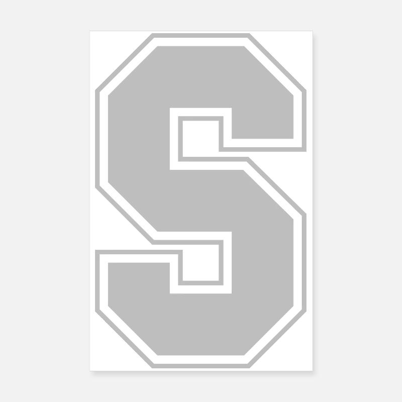 Monogramm Grey Green College House Initial S Poster 20x30 cm