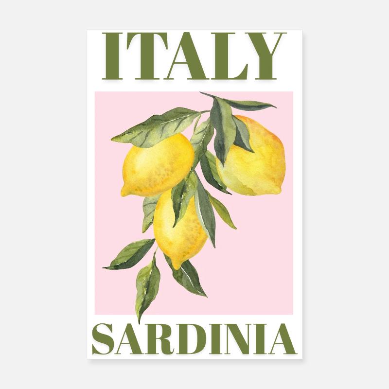 Italie Vacances en Sardaigne plage Citrons Sardaigne Poster 20 x 30 cm