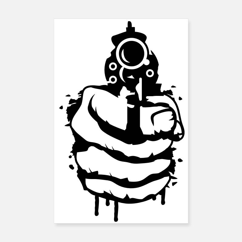 Un revolver dans sa main comme un graffiti Poster 20 x 30 cm