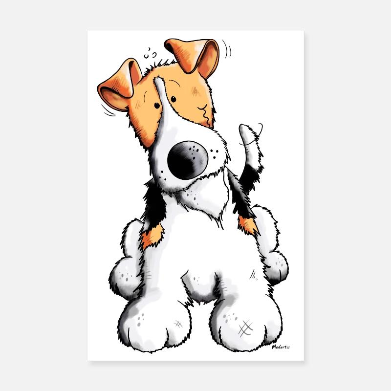 Foxy der Foxterrier - Poster 20x30 cm - Weiß