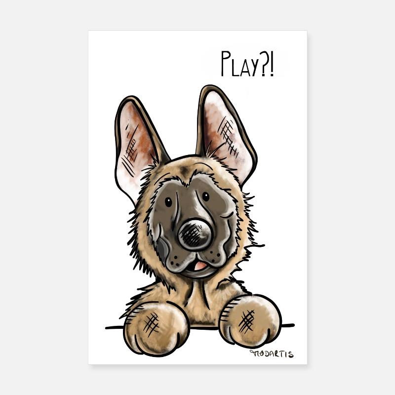 Malinois Play Poster 20x30 cm