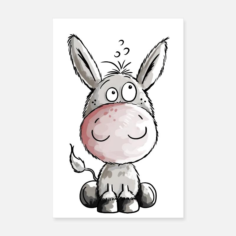 Petit âne - Bébé - Cadeau - Dessin animé Poster 20 x 30 cm