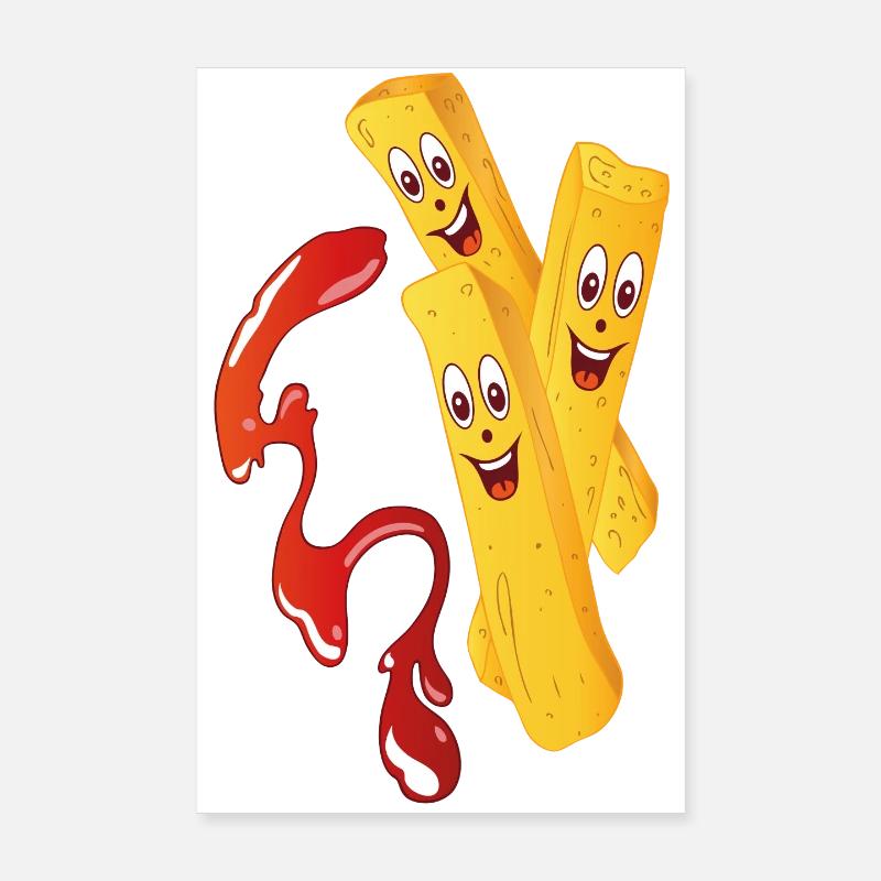 Frites avec des ketchup. Poster 20 x 30 cm