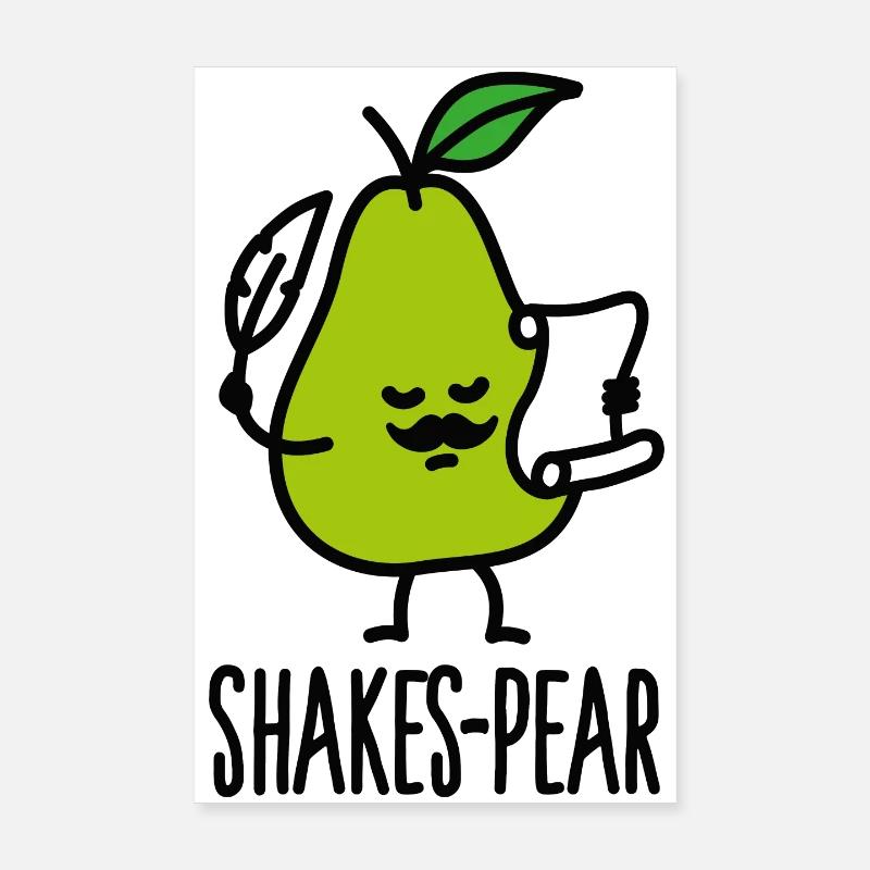 Shakes-Pear, Shakespeare Funny Pear Pun Poster 8" x 12" (20x30 cm)