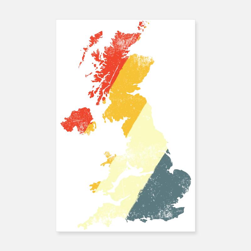 Gradient prismatice cartographique du Royaume-Uni Poster 20 x 30 cm