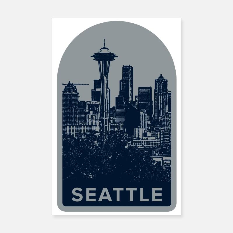 Badge Seattle Skyline : Silhouette Space Needle Poster 20 x 30 cm