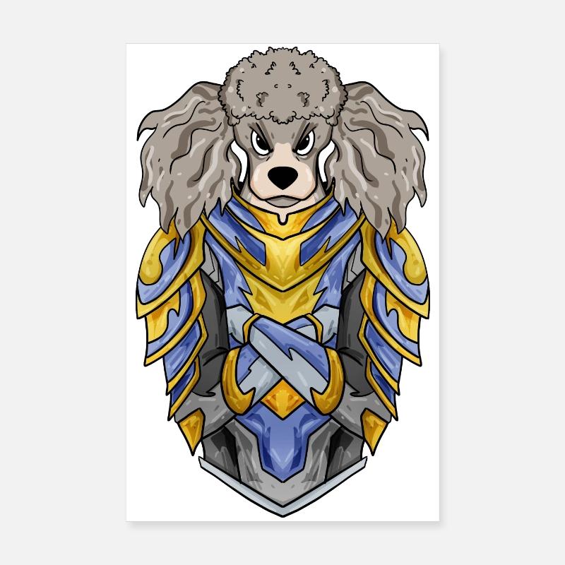 Caniche de race de chien Chevalier avec armure Poster 20 x 30 cm