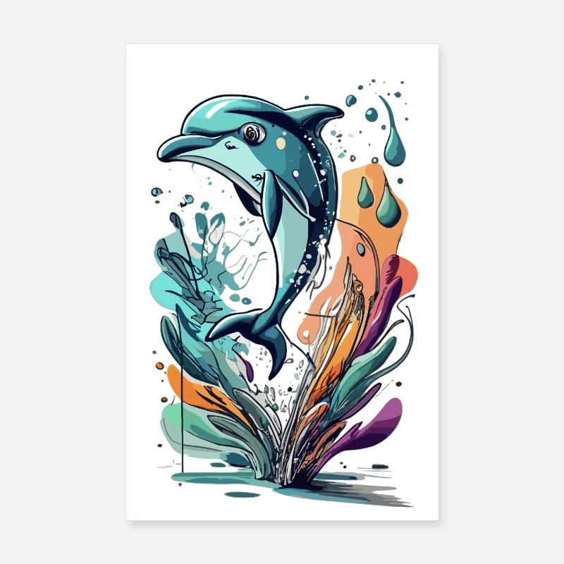 DELFIN - Poster 20x30 cm - Weiß