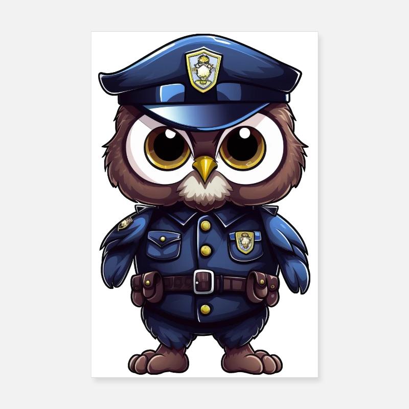 Polizei Eule Poster 20x30 cm