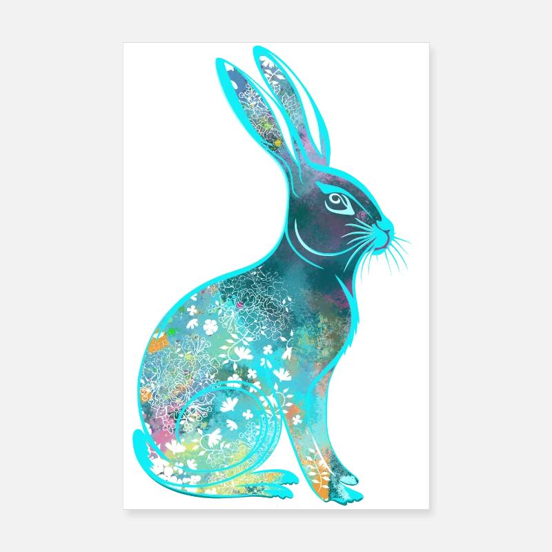 Aquarelle De Lapin De Pâques Coloré Poster 20 x 30 cm