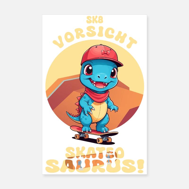 Vorsicht Skateosaurus Poster 20x30 cm