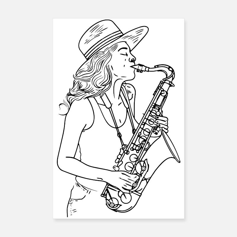 Saxophone Player Drawing Poster 8" x 12" (20x30 cm)