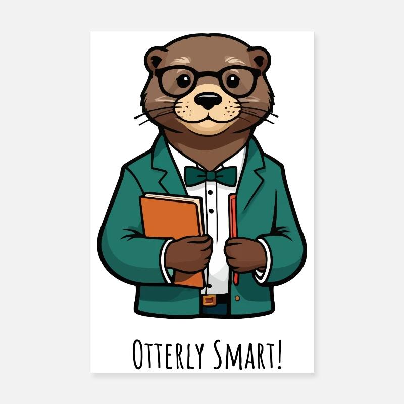 Otter Professor: Teal Blazer & Books Poster 8" x 12" (20x30 cm)