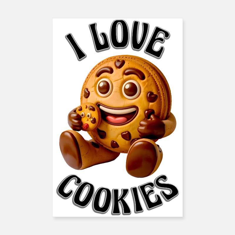 J’ADORE LES COOKIES - Poster 20 x 30 cm - blanc