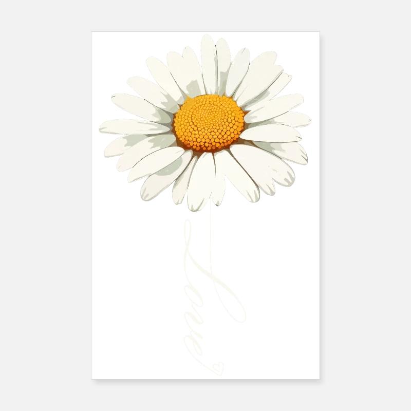 Gänseblümchenblume mit Liebe Skript Poster 20x30 cm