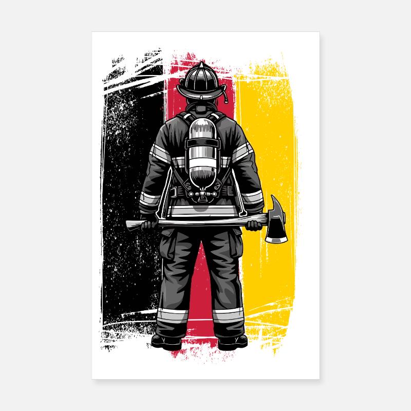 Drapeau des pompiers de l’Allemagne Poster 20 x 30 cm