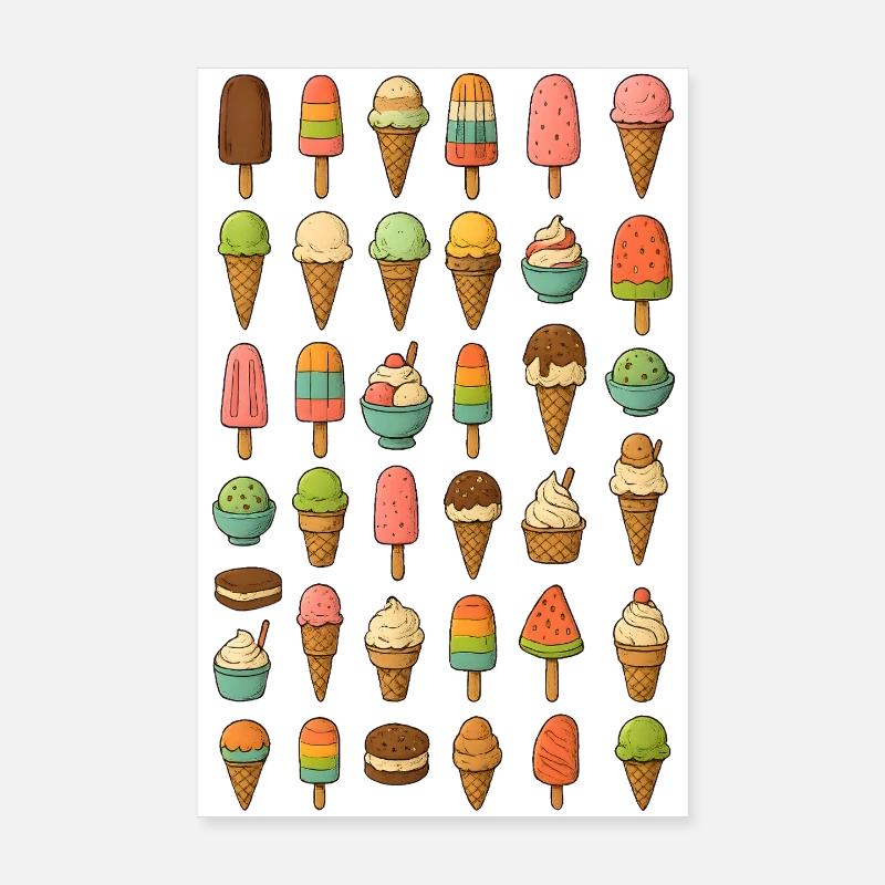 Variété de glaces colorées Poster 20 x 30 cm