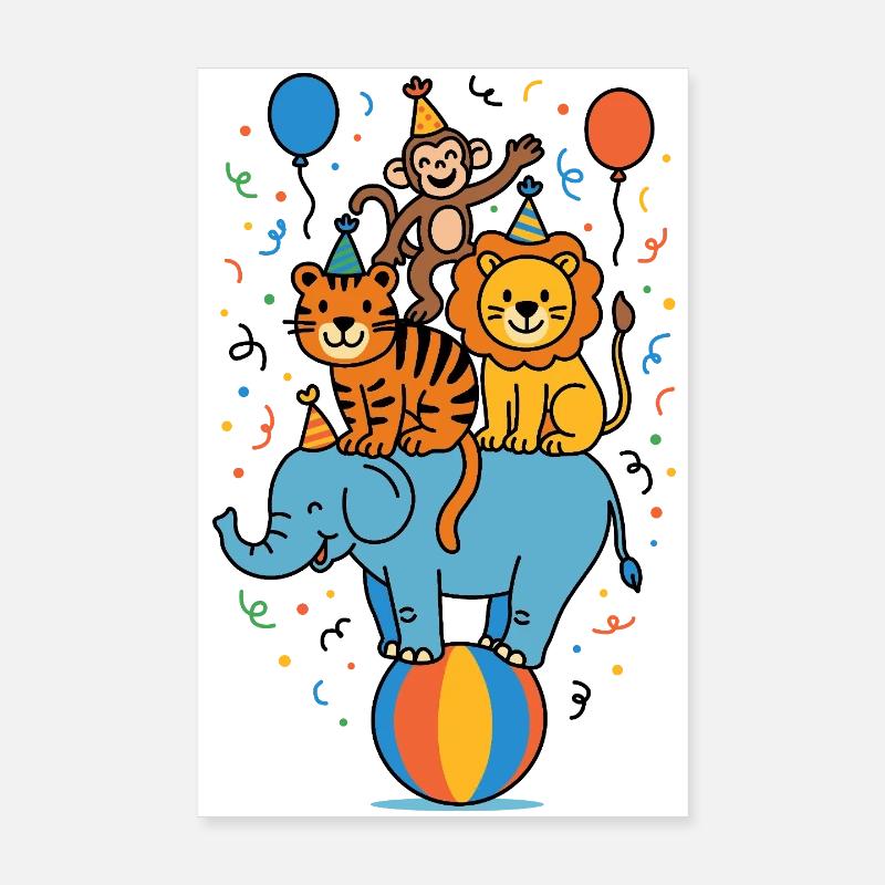 Circus Party Animals Poster 8" x 12" (20x30 cm)