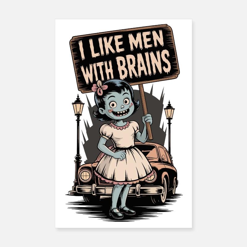 Illustration bizarre d'un poltergeist zombie Poster 20 x 30 cm