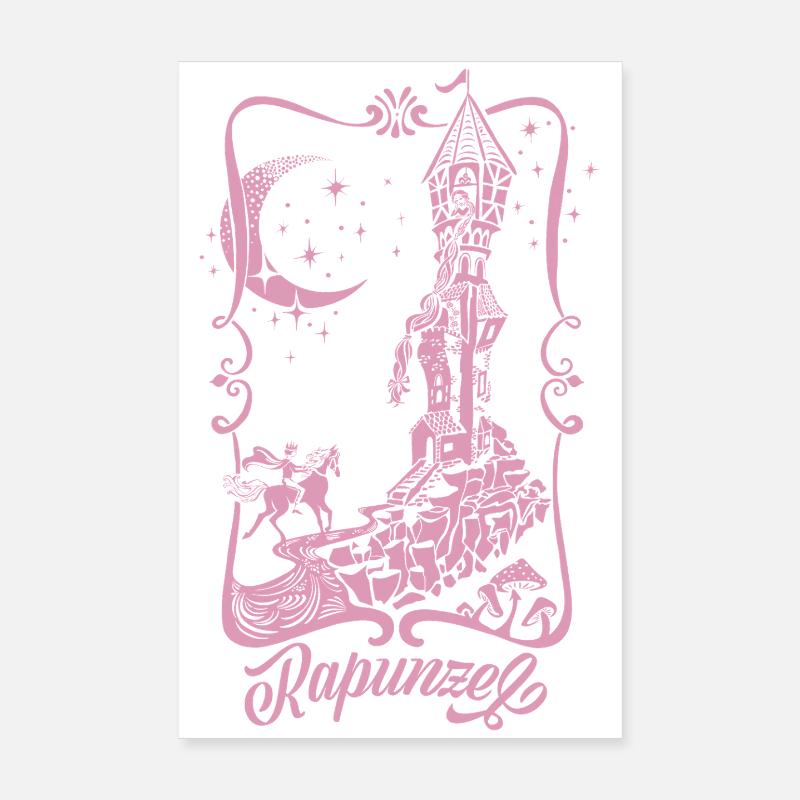 Rapunzel Turm Pink Silhouette Poster 20x30 cm