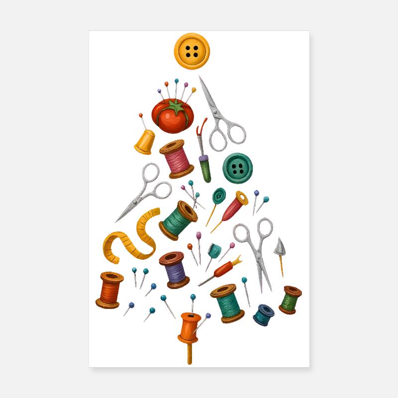 Sewing Christmas Tree Design Poster 8" x 12" (20x30 cm)