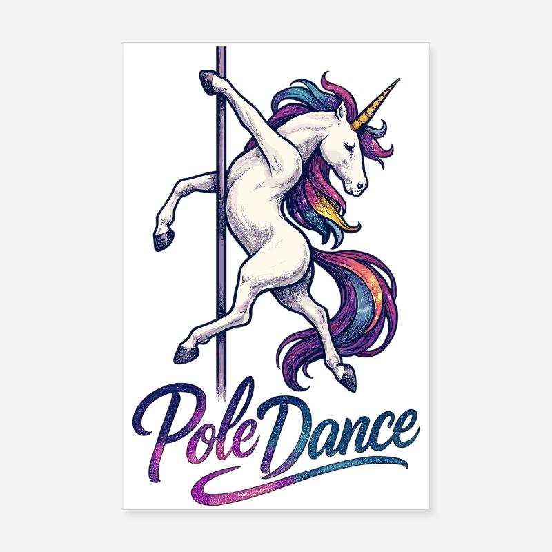 Pole Dance Unicorn Pole Dancer Pole Gift Poster 8" x 12" (20x30 cm)