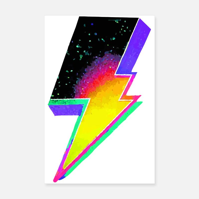 Neon Rainbow Lightning Emblem Poster 8" x 12" (20x30 cm)