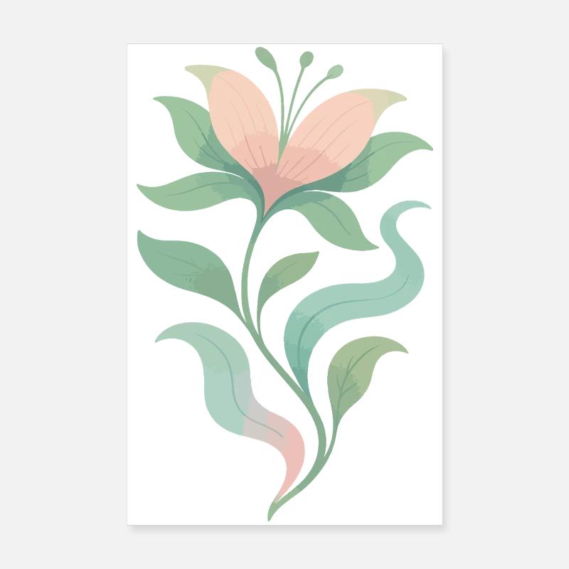Pastel Bloom Botanical Flow Poster 20x30 cm