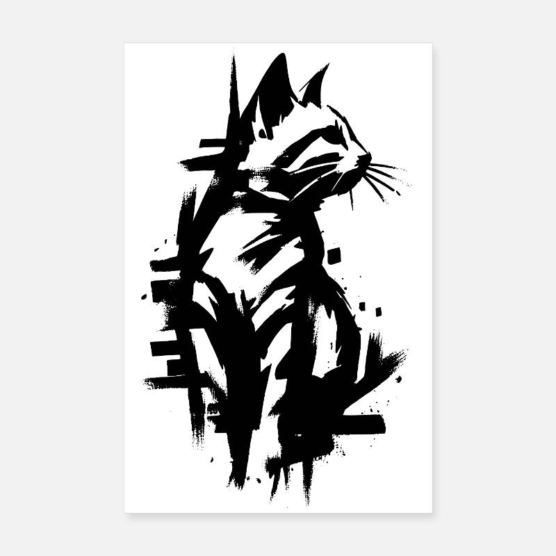 Katze Black Graffiti Design Poster 20x30 cm