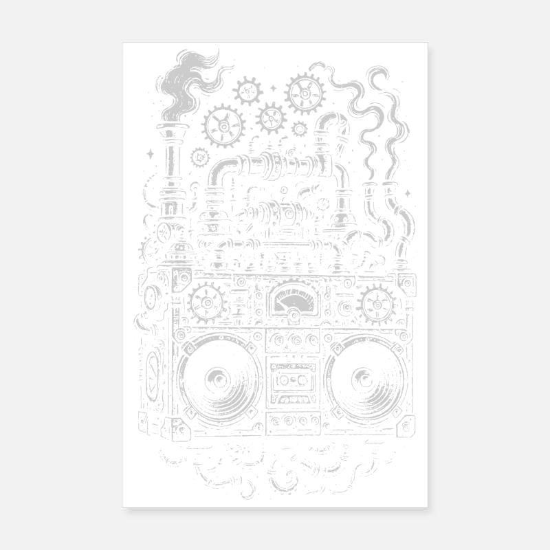 Steampunk Boombox Gears Poster 8" x 12" (20x30 cm)