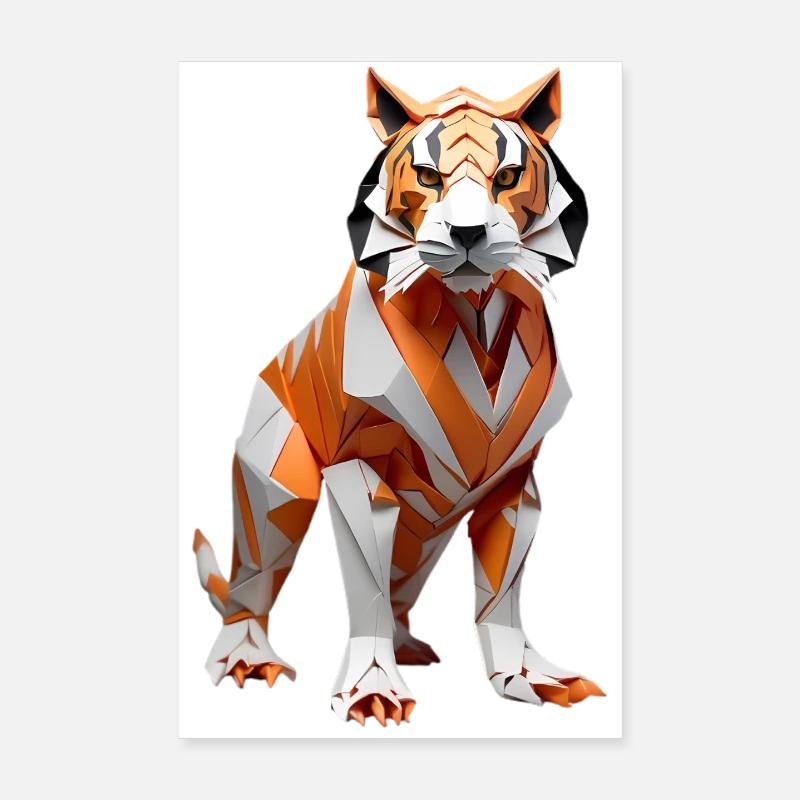Geometrischer Low-Poly Tiger Poster 20x30 cm