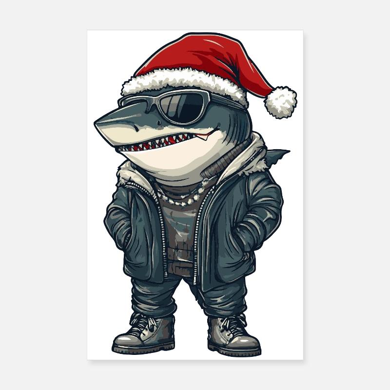 Noël Hiver du requin Poster 20 x 30 cm