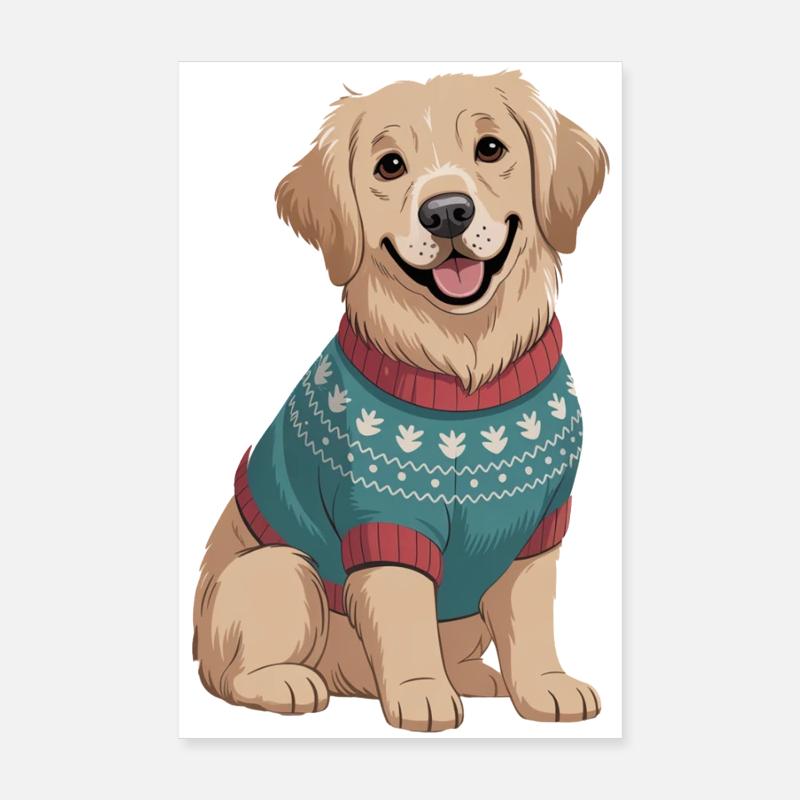 Nordischer Hund im Pullover Poster 20x30 cm