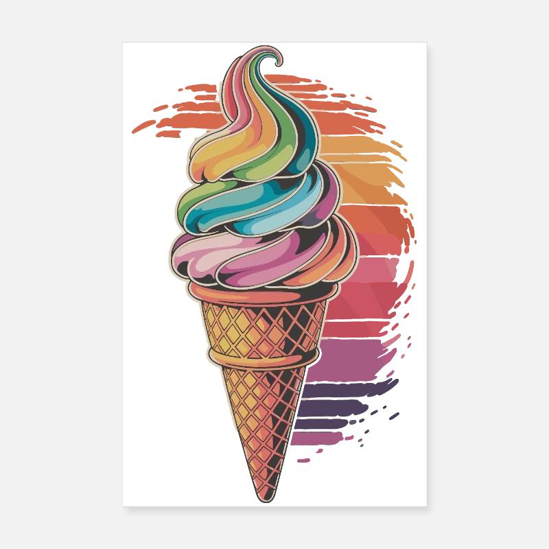 Buntes Regenbogen-Eiscreme Motiv Poster 8" x 12" (20x30 cm)