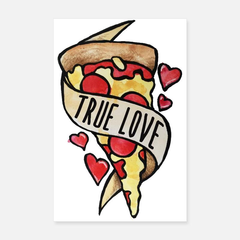 Cœurs de pizza True Love Poster 20 x 30 cm