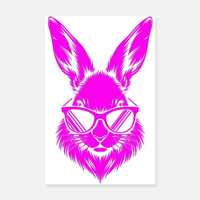 Neonhase mit Sonnenbrille Poster 20x30 cm