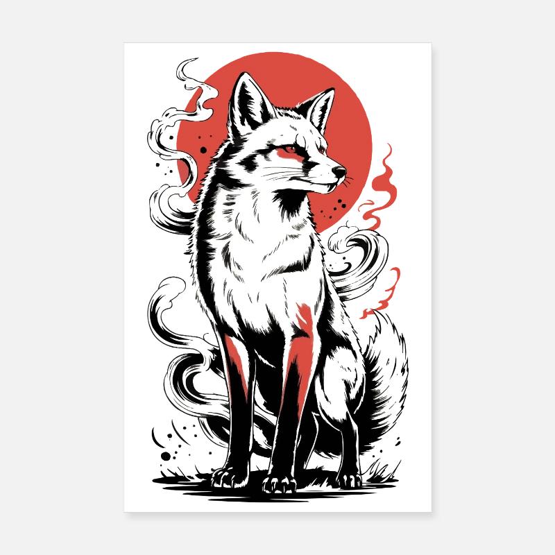 Powerful fox with sun Poster 8" x 12" (20x30 cm)