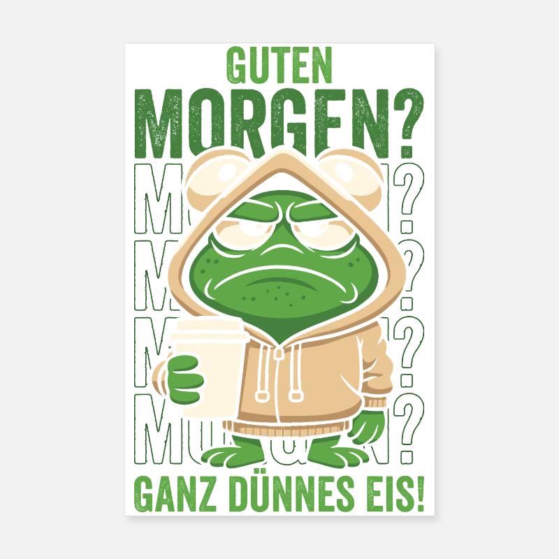 Grenouille du matin en sweat à capuche avec tasse à café Poster 20 x 30 cm