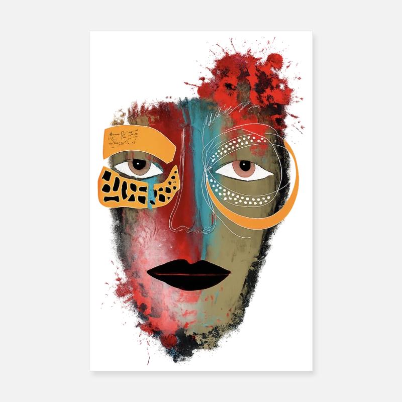 Farbenmasken Gesicht Poster 20x30 cm